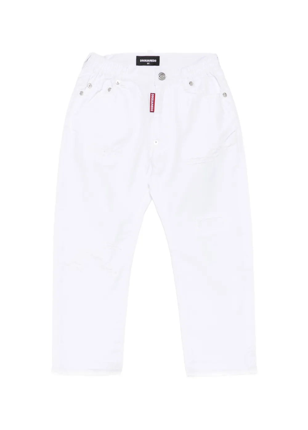 DSQUARED2 KIDS distressed logo jeans - Bianco