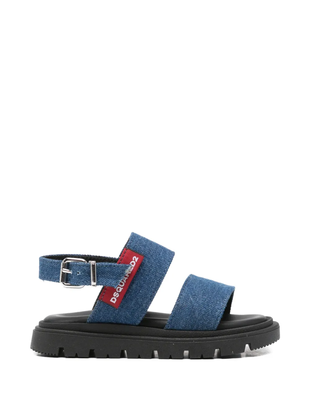 DSQUARED2 KIDS logo-patch denim sandals - Blu