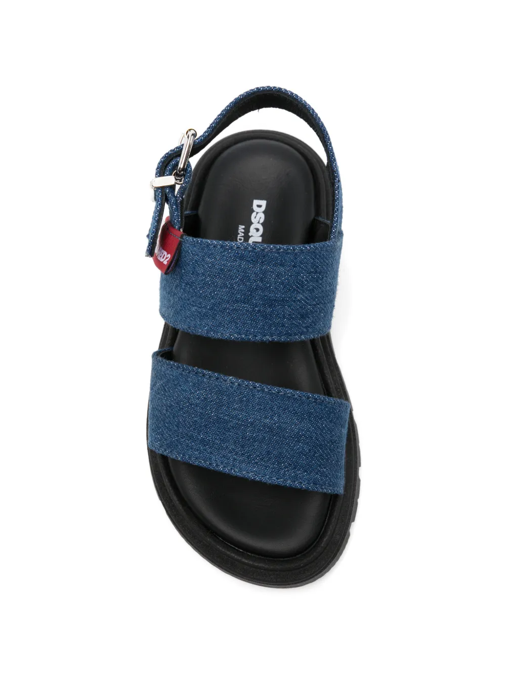 DSQUARED2 KIDS logo-patch denim sandals Blauw