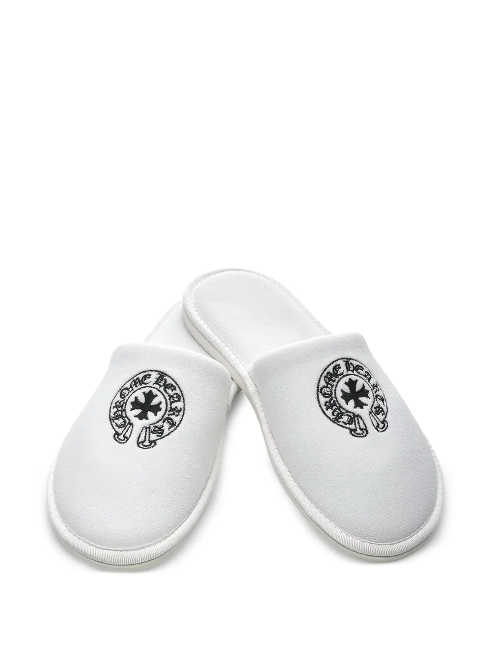 Chrome Hearts Hotel embroidered slippers - Bianco