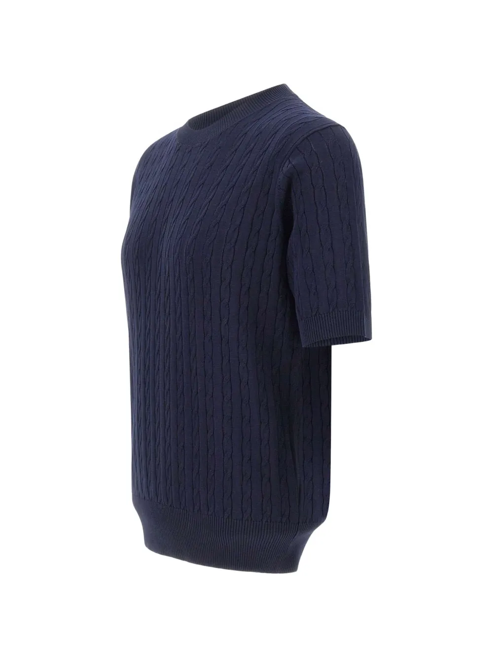 Kangra Kabelgebreid T-shirt Blauw