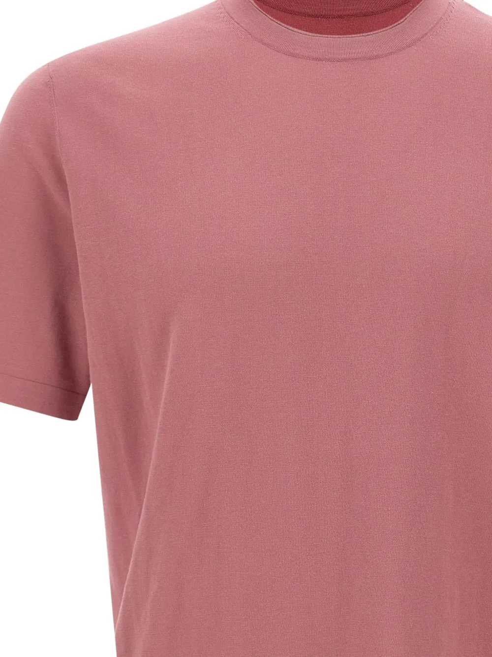 Kangra Geribbeld T-shirt met ronde hals Roze