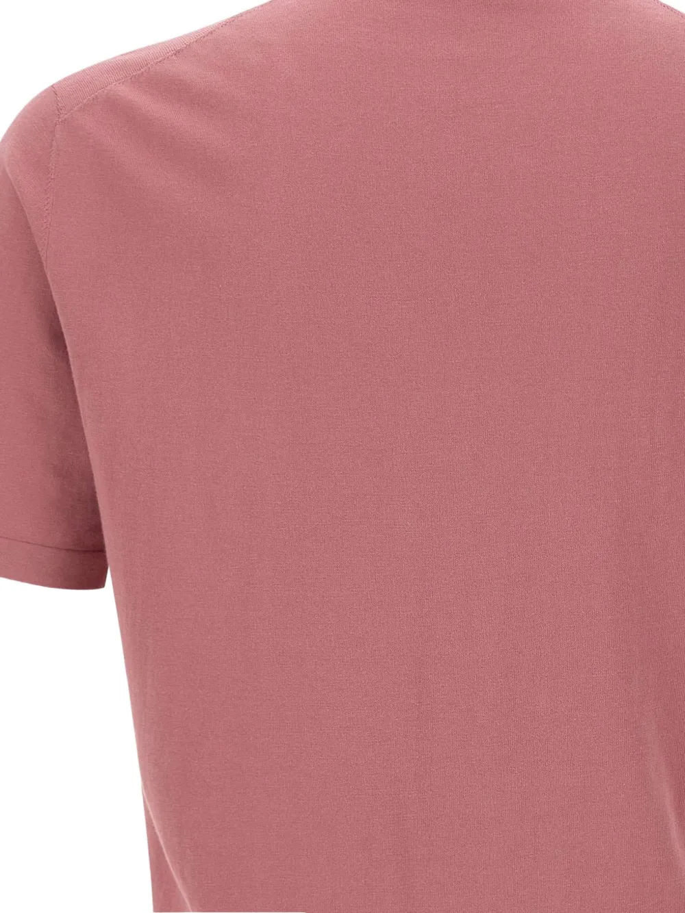 Kangra Geribbeld T-shirt met ronde hals Roze