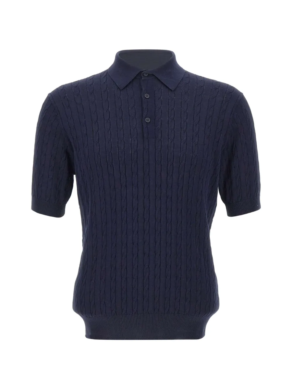Kangra cable-knit ribbed polo shirt - Blau