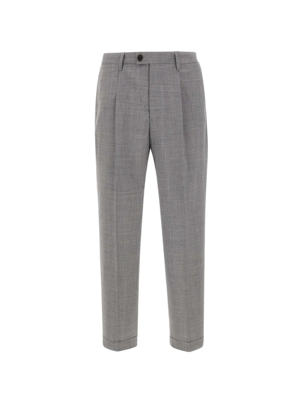 Devore Pleated Cuffed Trousers In Gray