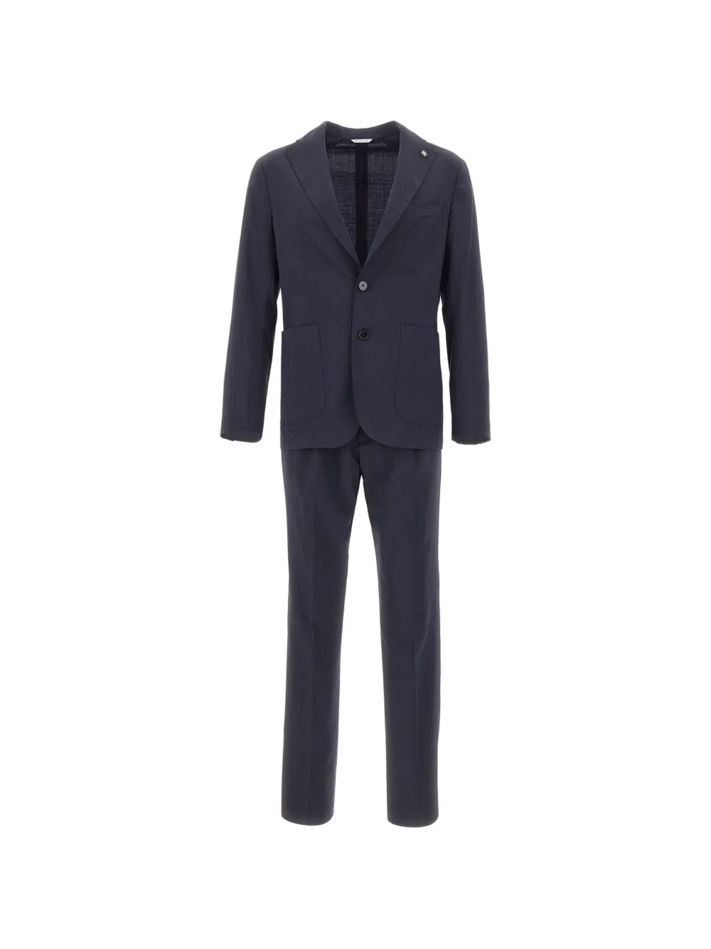 Manuel Ritz patch-pocket logo-pin suit - Blu