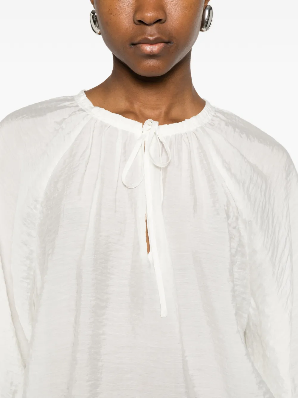 SAMSOE Samateran blouse met gestrikte hals Wit