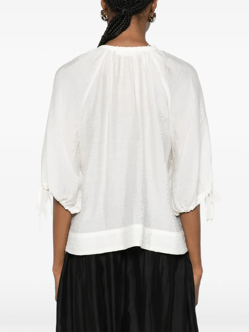 SAMSOE Samateran blouse met gestrikte hals Wit
