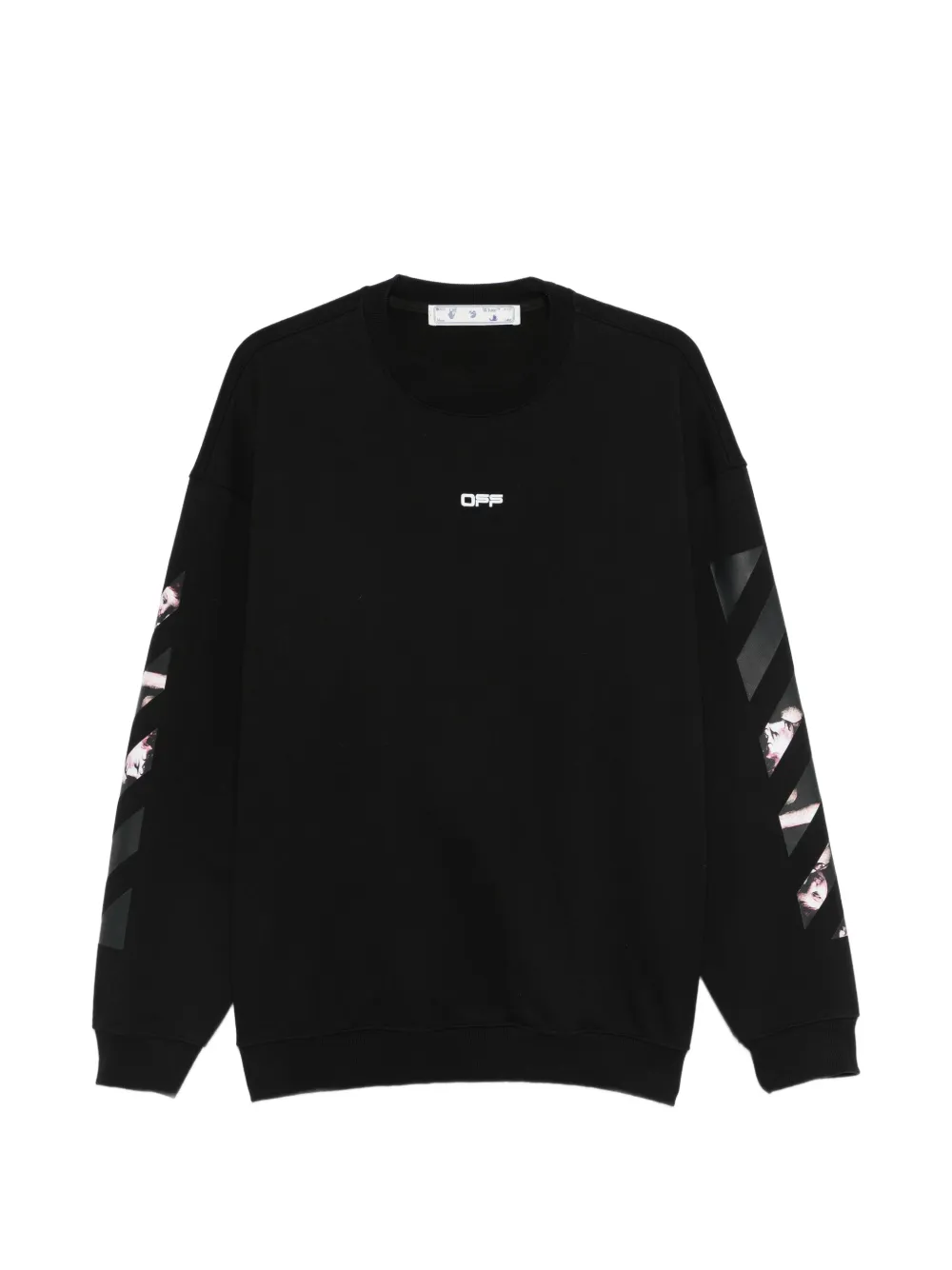 Off-White Pre-Owned diagonal-stripes crew-neck sweatshirt - Nero