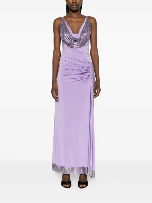 chainmail dress long Sylvie Rhinestone Chainmail Maxi Dress - Silver