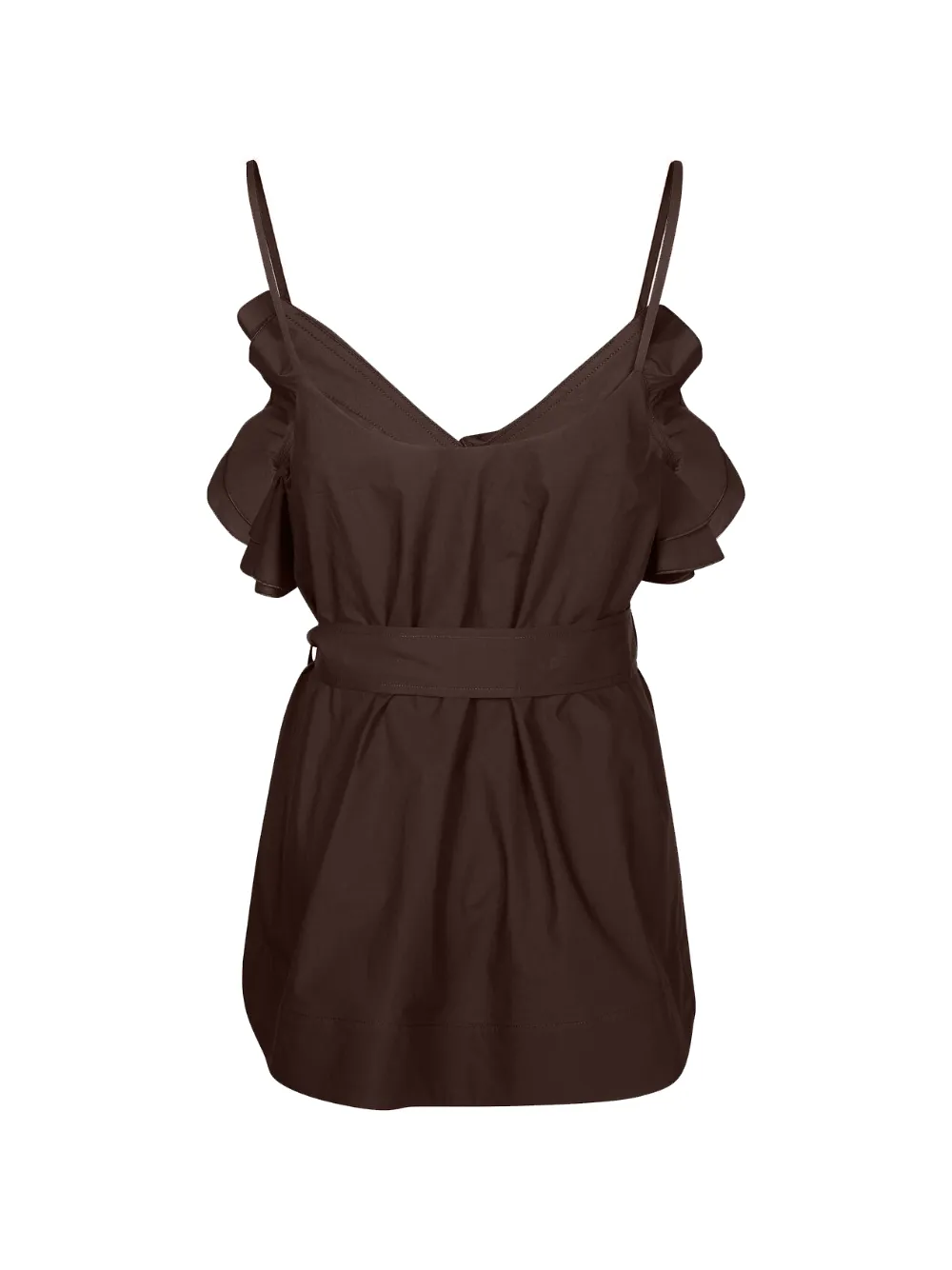 P.A.R.O.S.H. Blouse met ruches en ceintuur Bruin