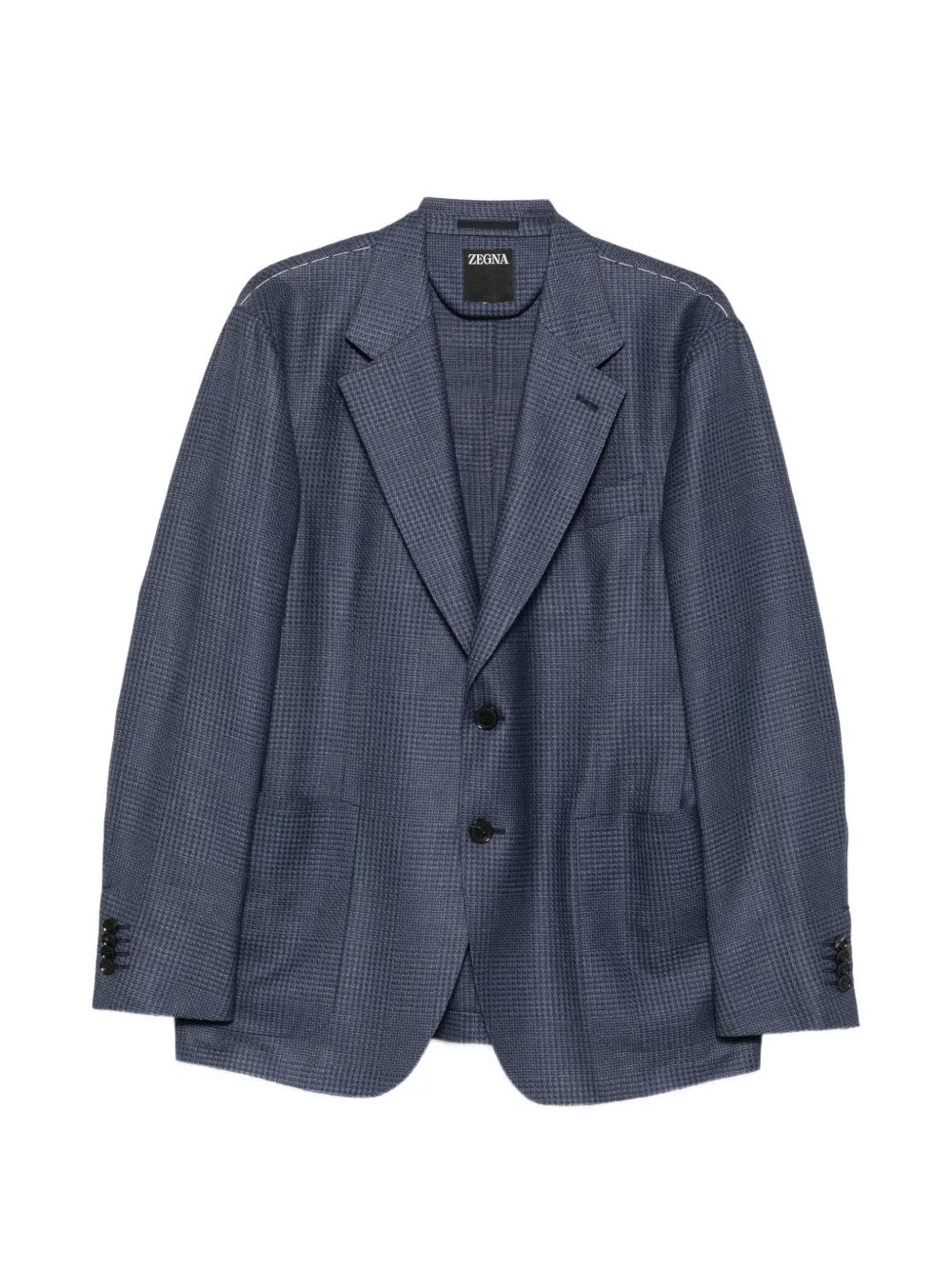 Zegna Geknöpftes Sakko mit Karomuster - Blau