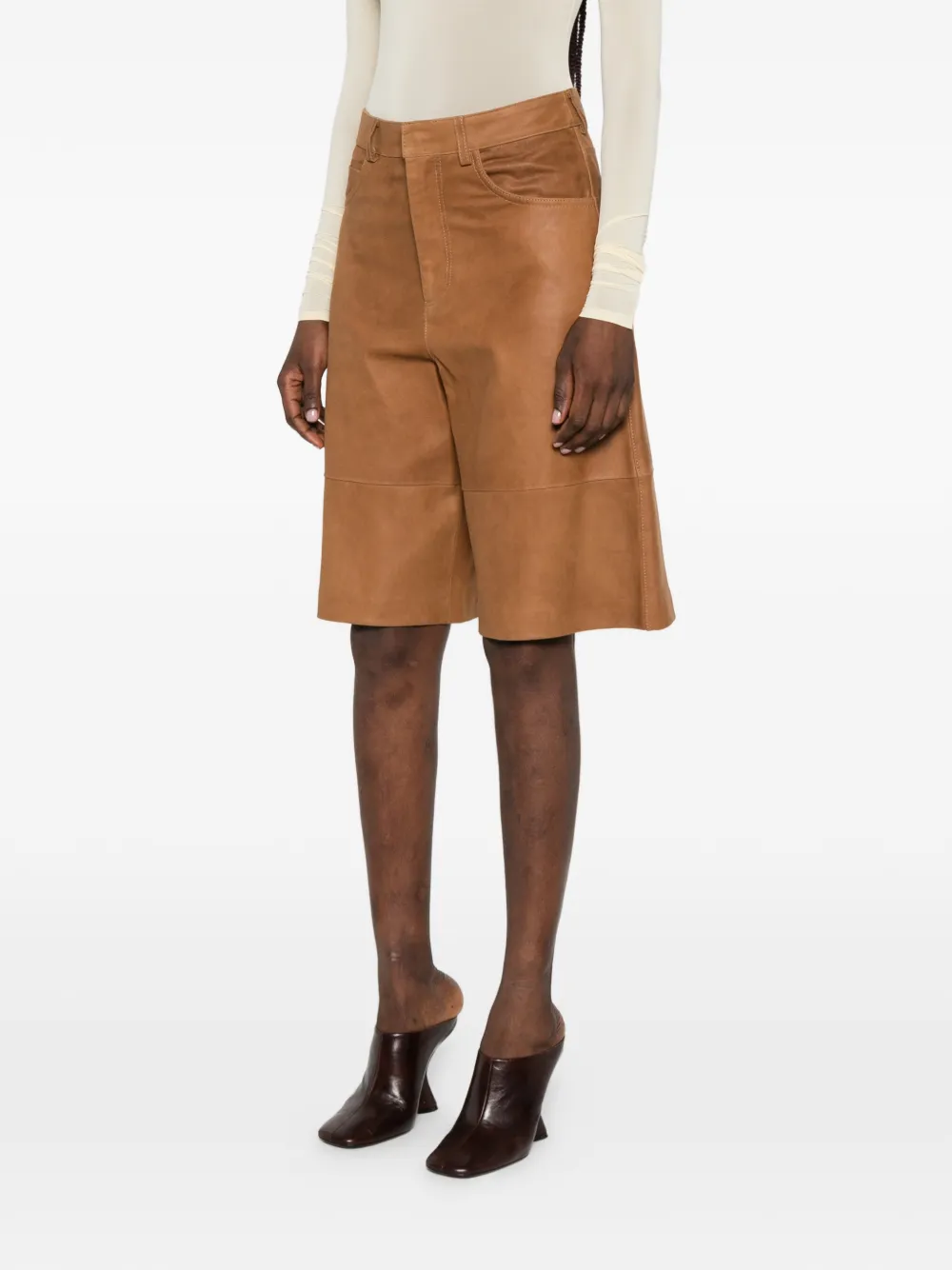 Tela Shorts met zak en vlakken Bruin