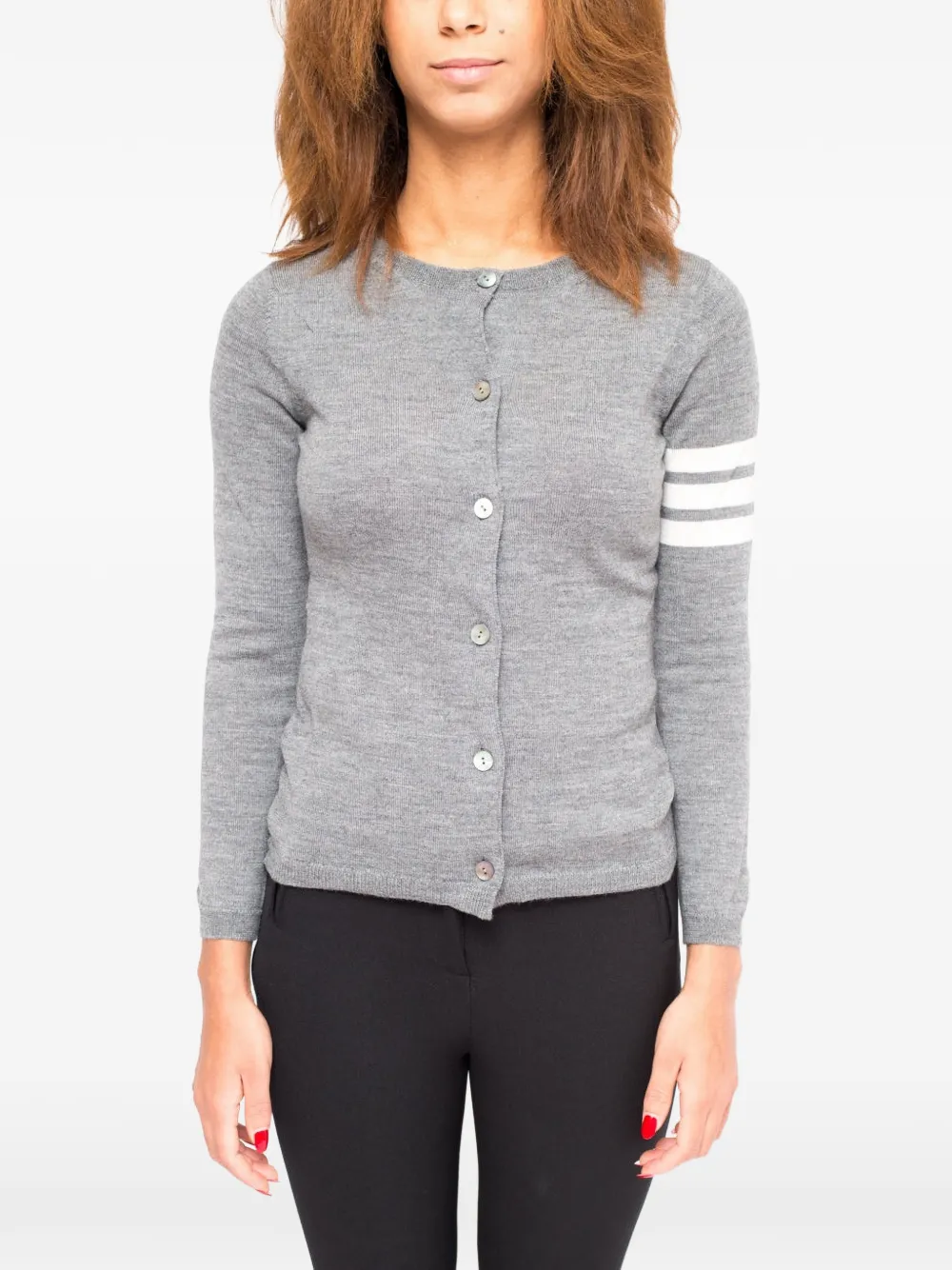 La-Rose striped cradigan - Grigio