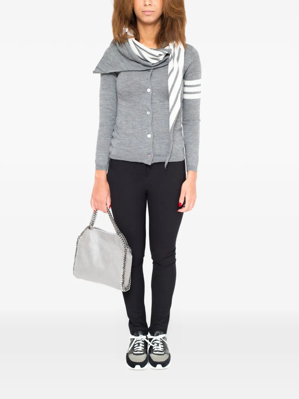  La-rose Striped Cardigan - Grey 