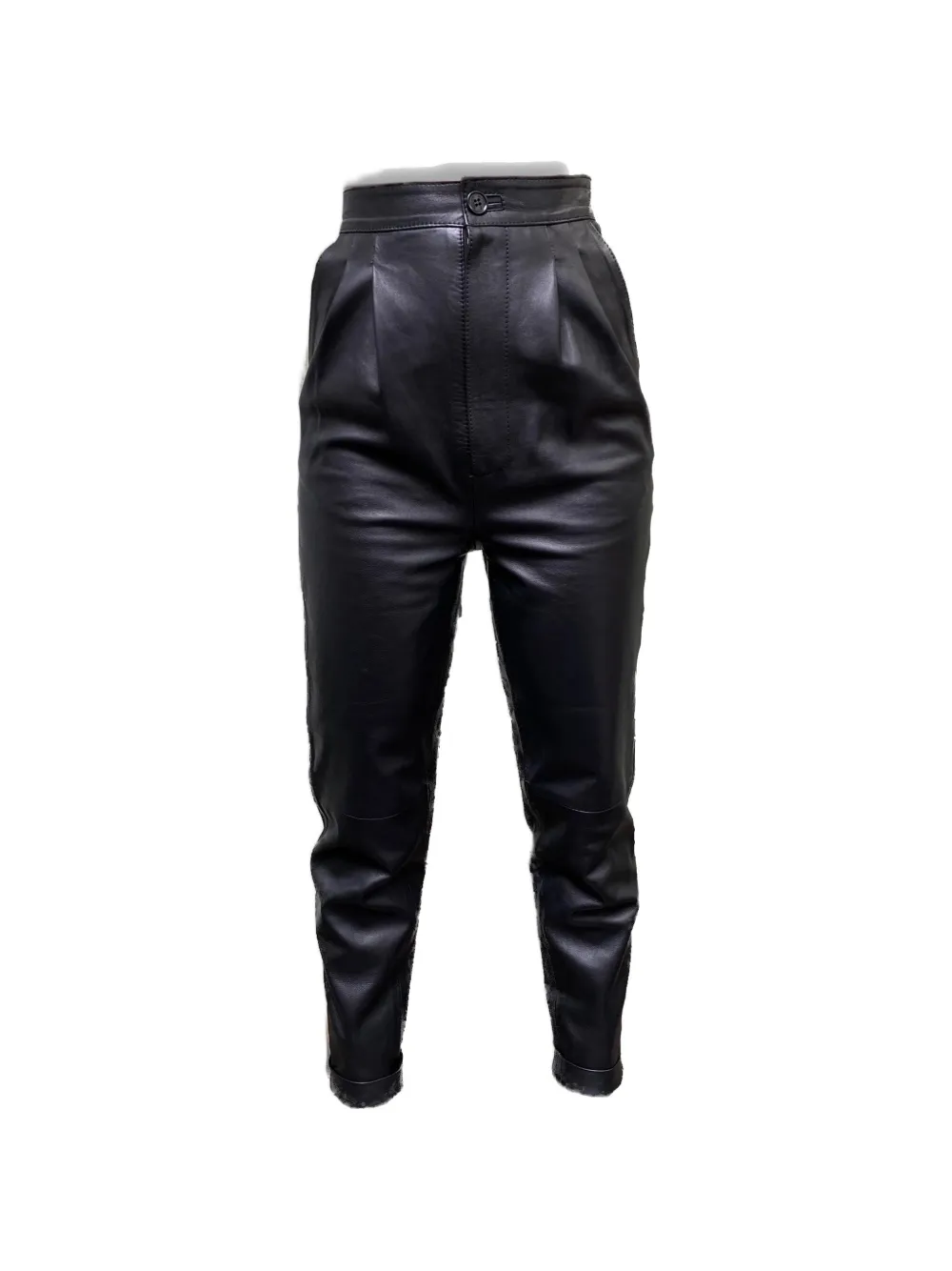 La-Rose pleated leather trousers - Nero