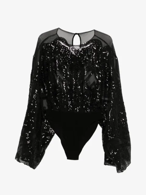 Norma Kamali sequin-embellished bodysuit