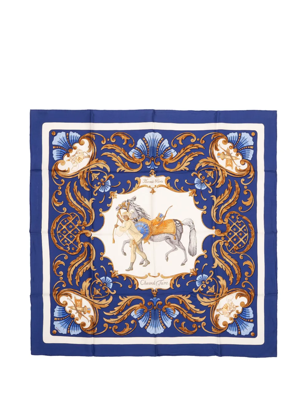 Hermès Pre-Owned Cheval floral scarf - Blau