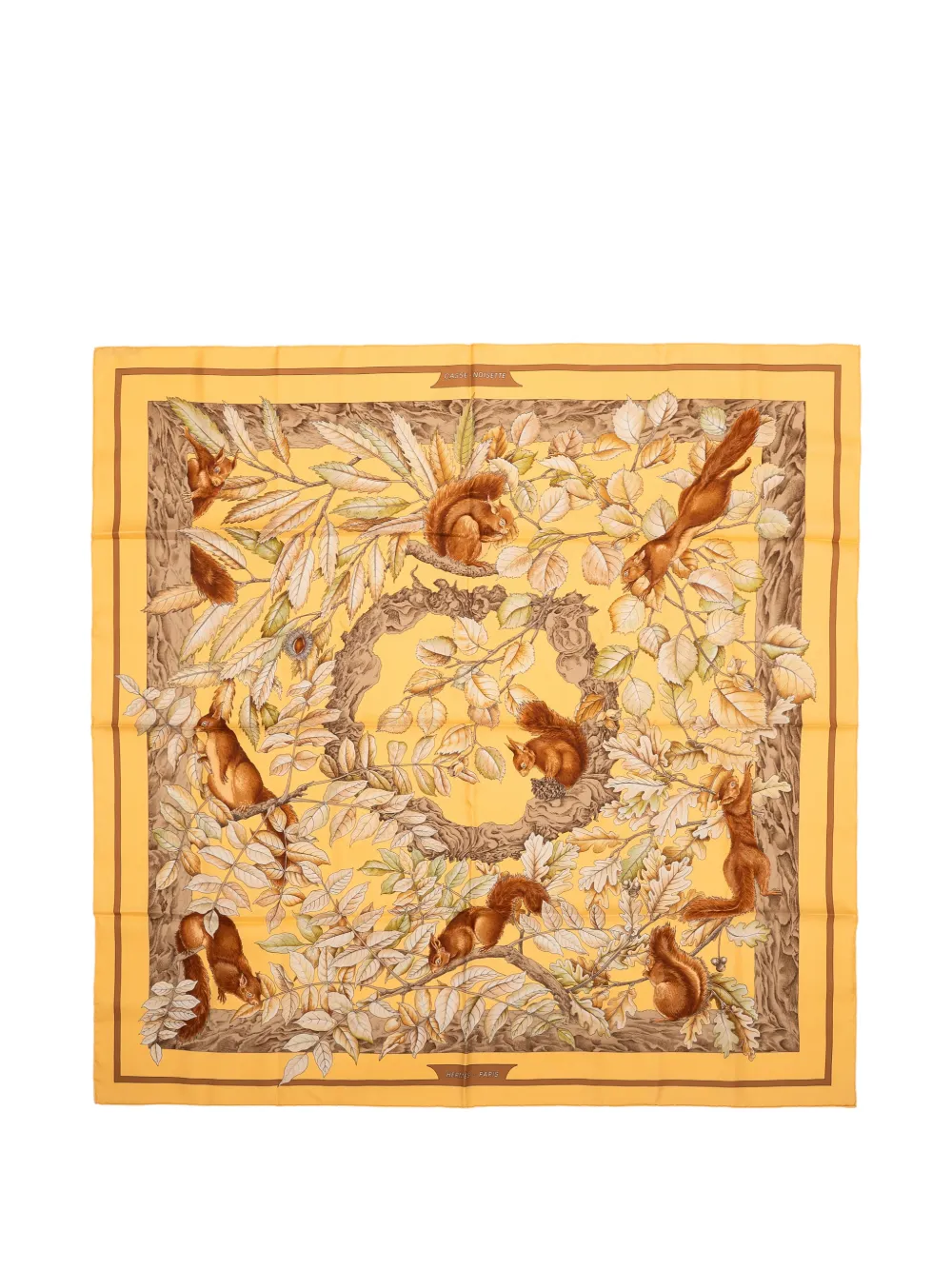 Hermès Pre-Owned Casse squirrel-print scarf - Giallo