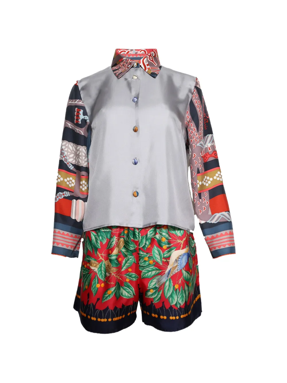 Lily Eve silk shorts set - Grigio