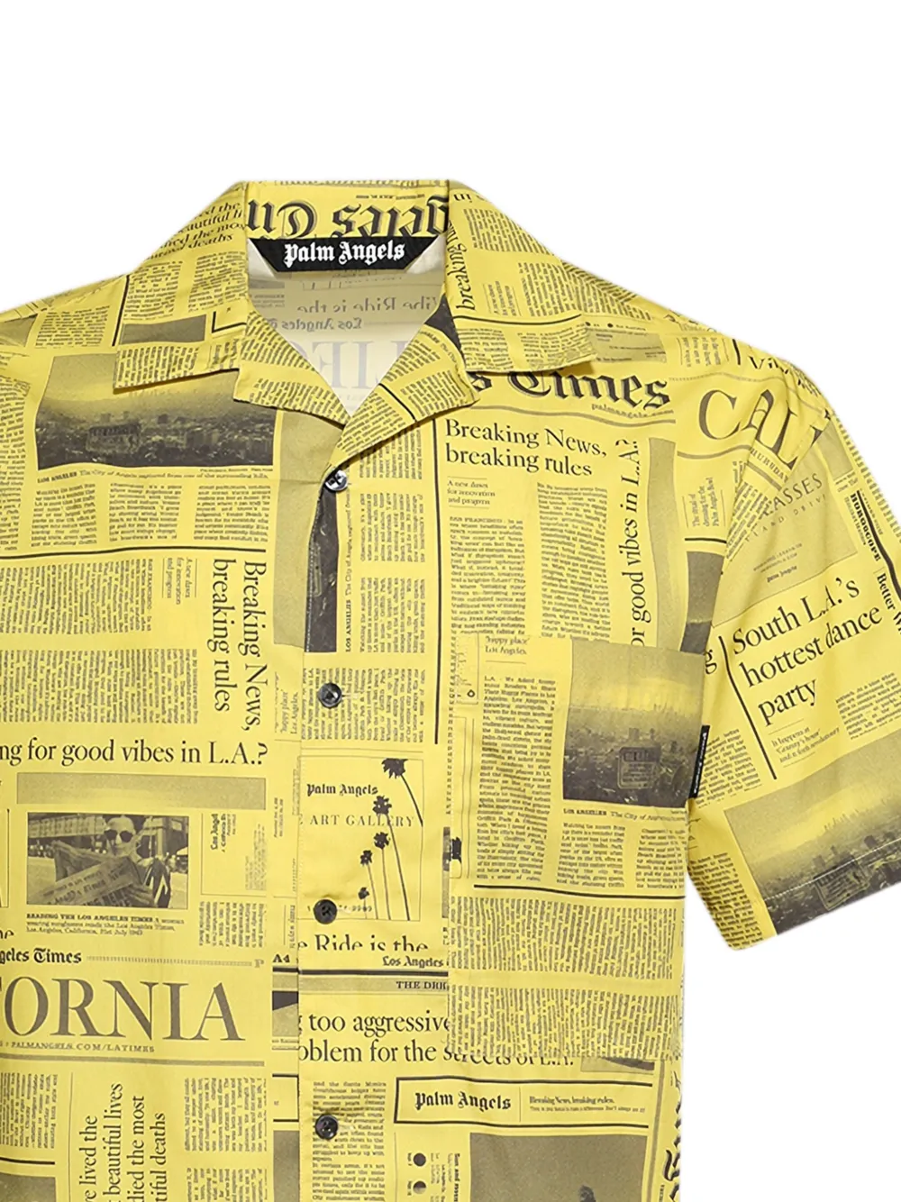 Palm Angels x LA Times krant overhemd met korte mouwen Geel