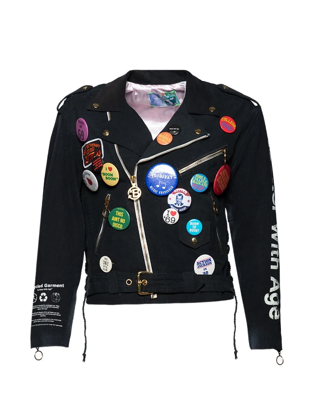 Better with Age pins cotton jacket - Nero