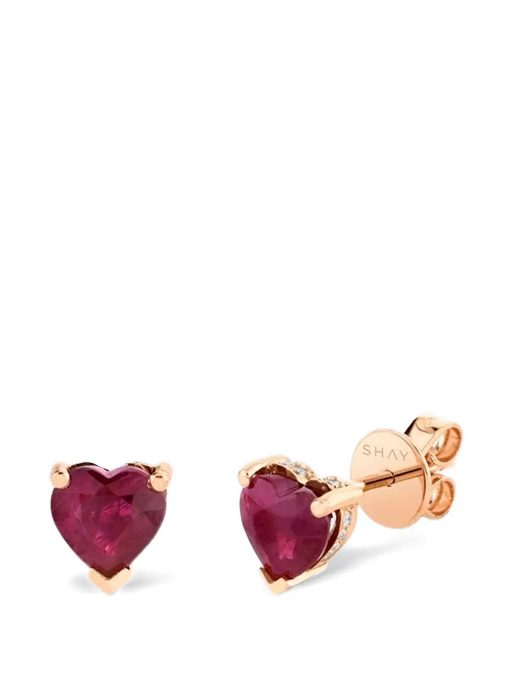 SHAY ruby heart studs - Rosa