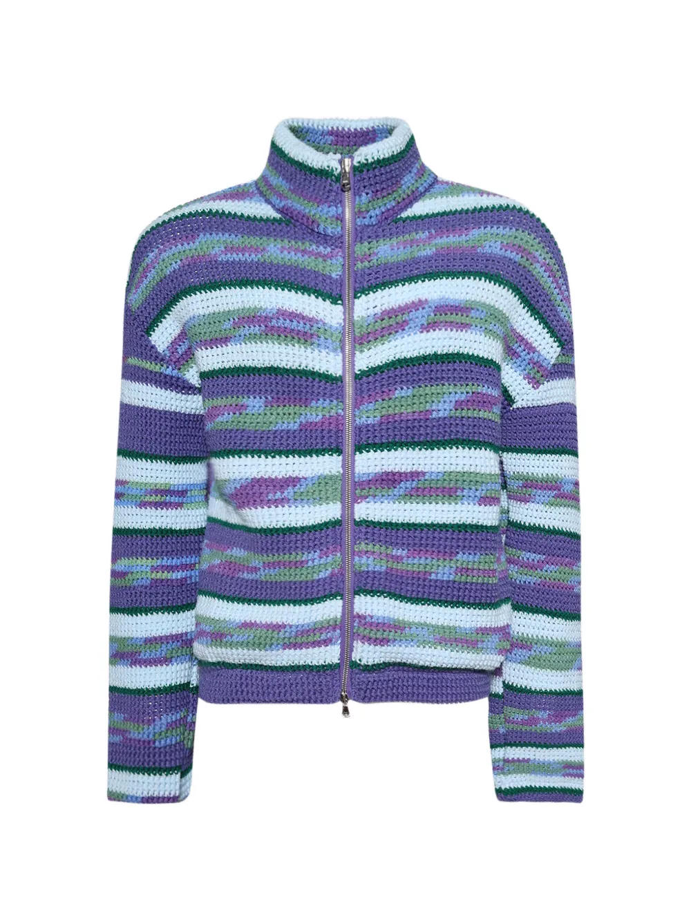 Nigel Xavier striped crochet zip-up jacket - Viola