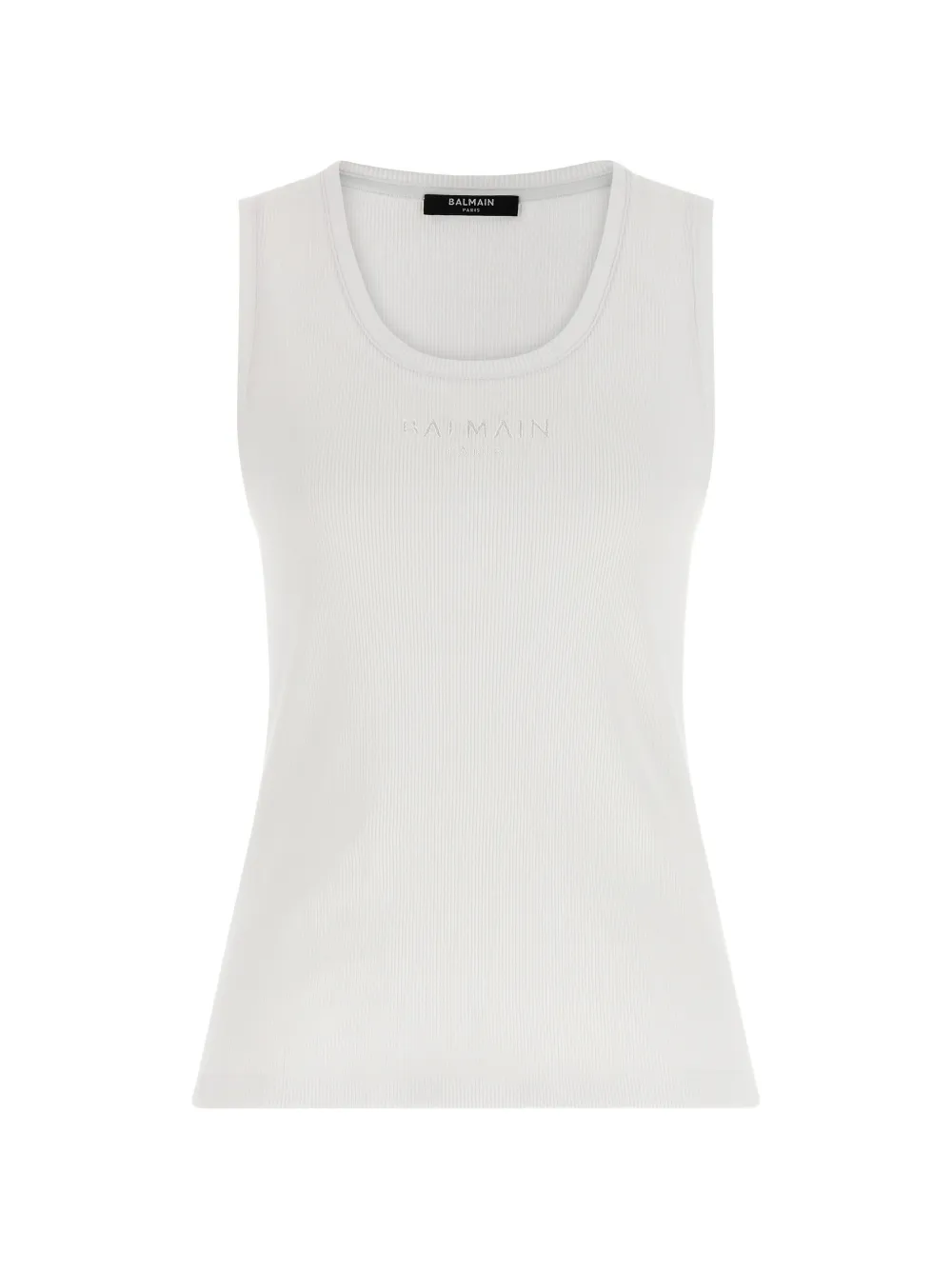 Balmain ribbed embroidery tank top - Bianco