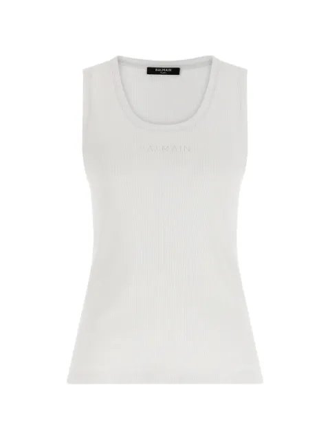 Balmain camiseta de canalé con bordado