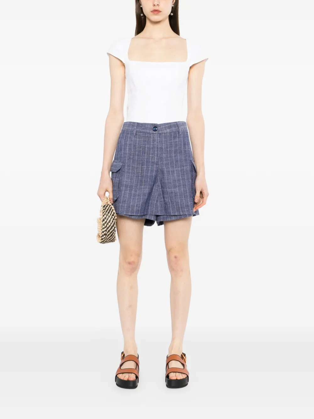 BLAKLACE Cargo shorts met krijtstreep Blauw