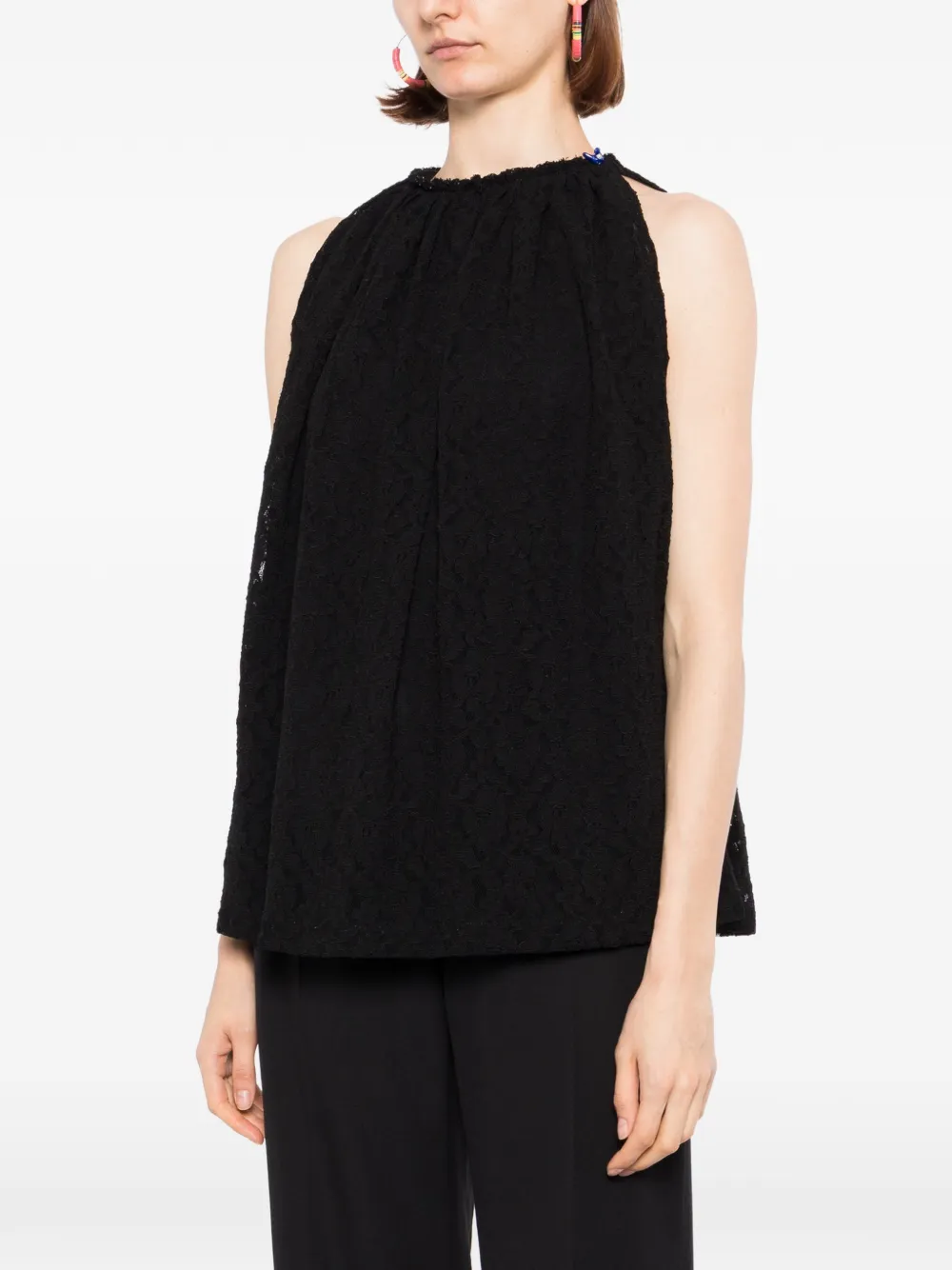  Blaklace Top Texturizado Con Encaje - Negro 