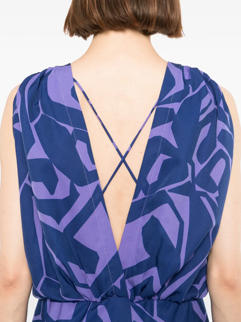 BLAKLACE Maxi-jurk met print en V-hals Blauw