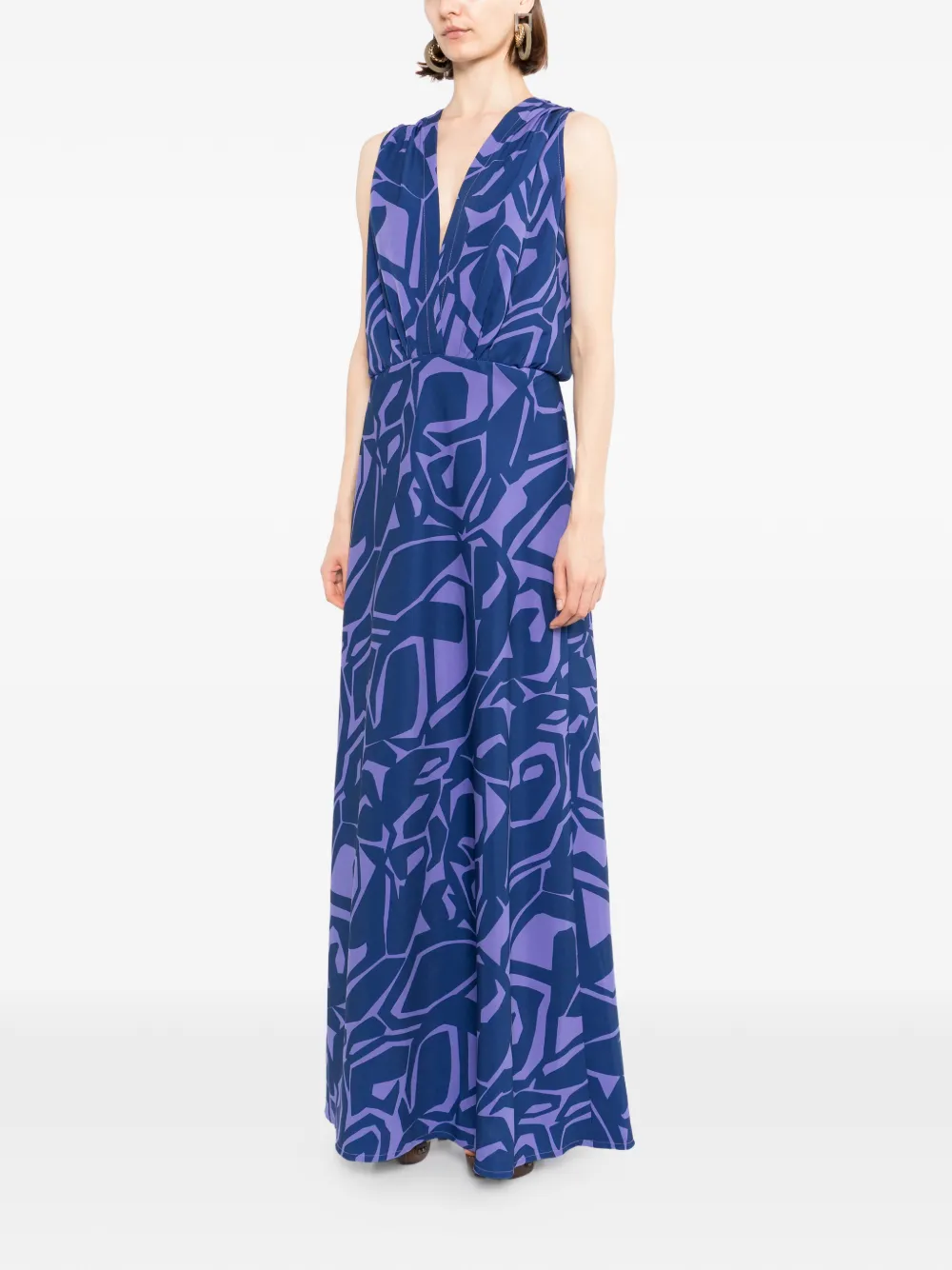 BLAKLACE Maxi-jurk met print en V-hals Blauw