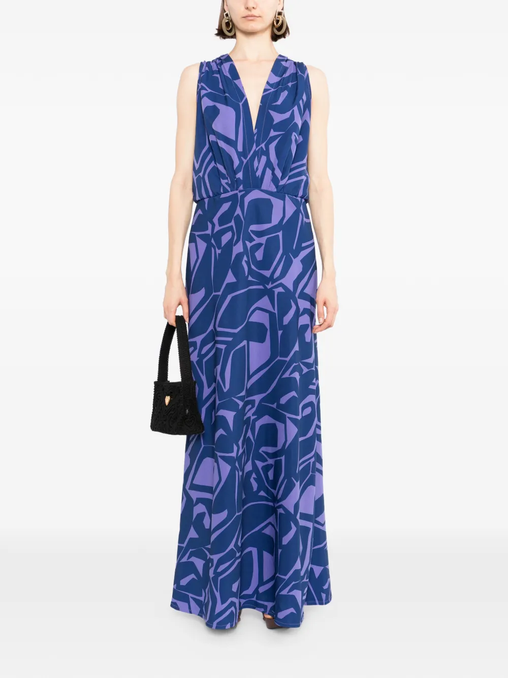 BLAKLACE Maxi-jurk met print en V-hals Blauw