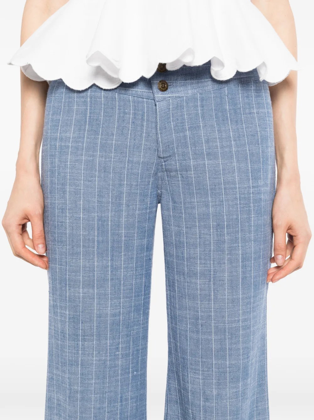 BLAKLACE Geruite broek met knoop Blauw