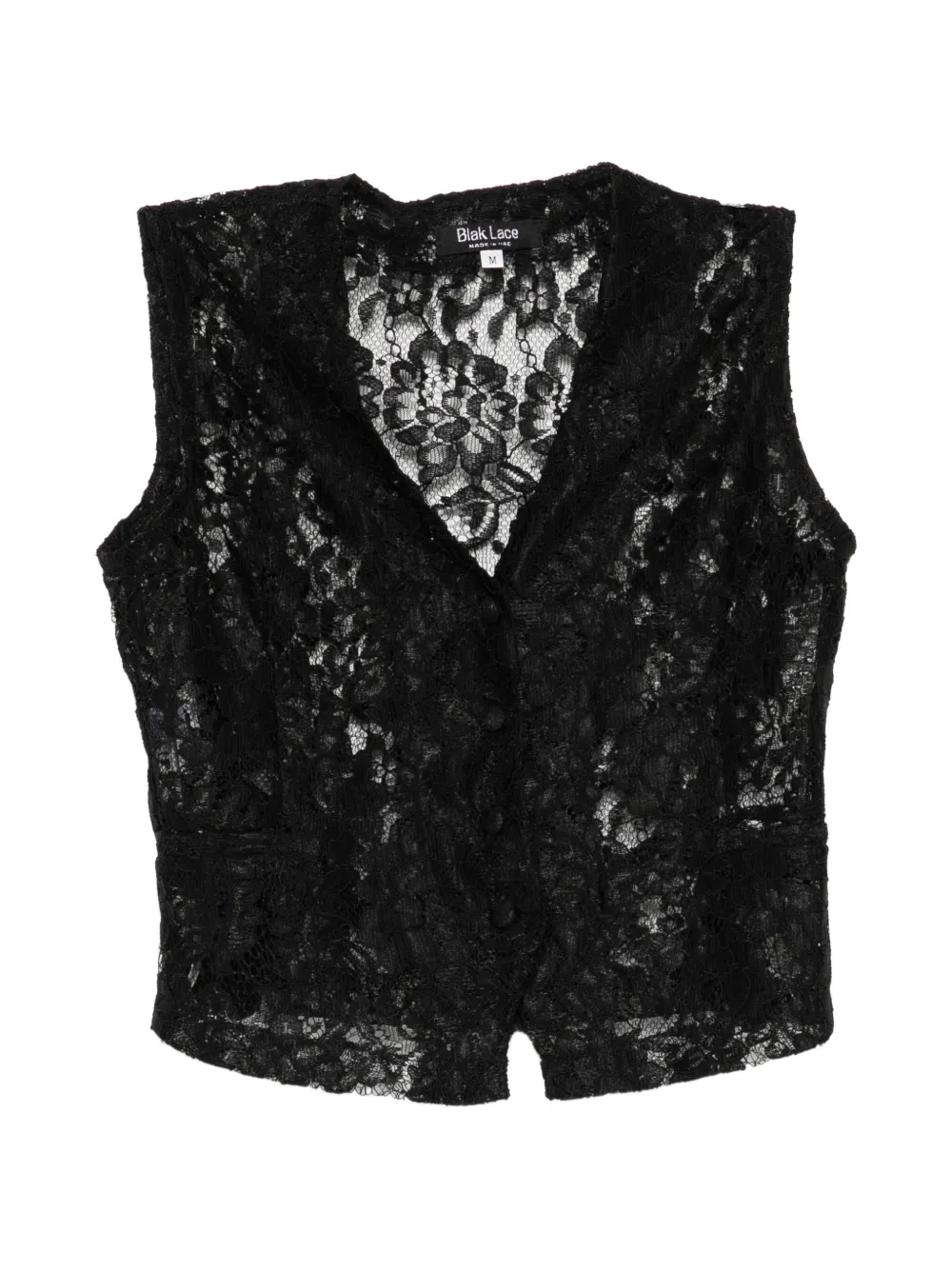 BLAKLACE lace V-neck top - Nero