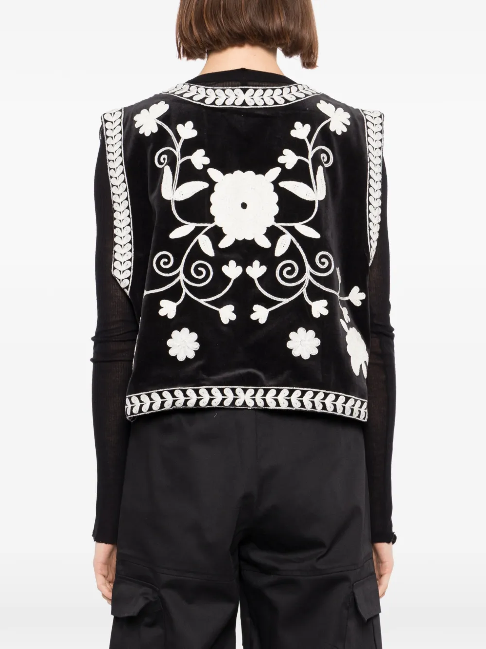 BLAKLACE Blouse met geborduurde bloemen Zwart