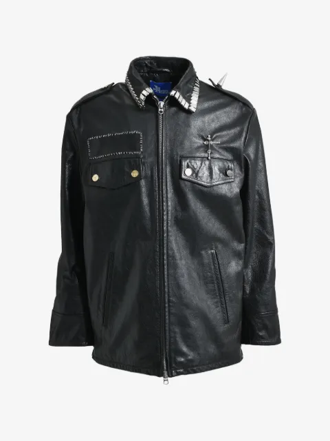MARKING DISTANCE zip leather jacket