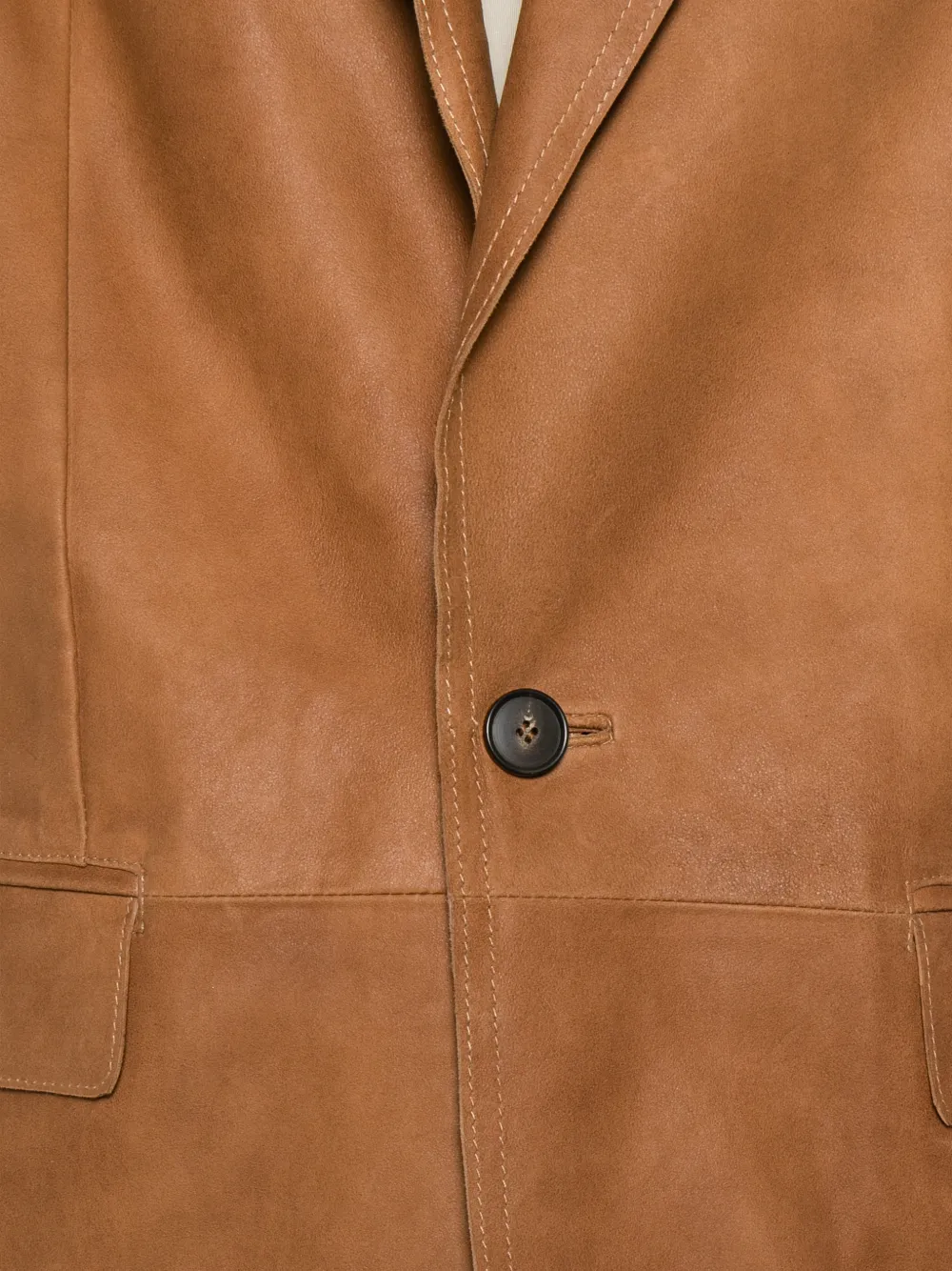 Tela Leren blazer met gekerfde revers Bruin