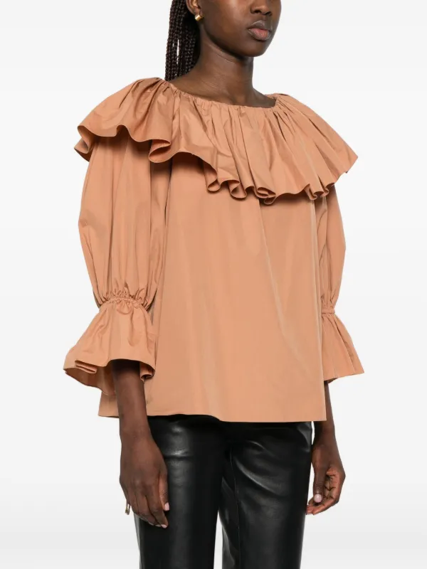 Chloé ラッフル ブラウス | ブラウン | FARFETCH JP