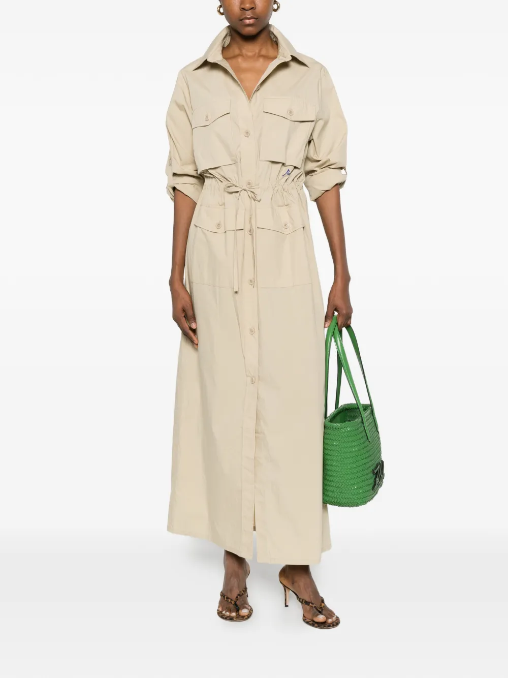 P.A.R.O.S.H. Midi-jurk met klepzakken Beige