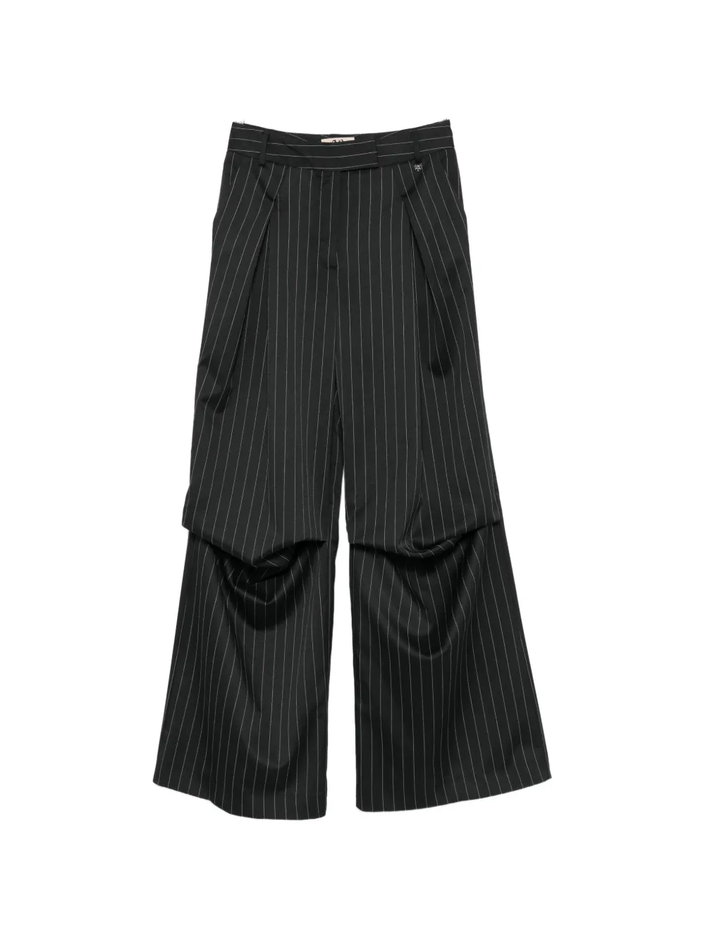 Aniye By pinstripe-pattern draped trousers - Nero