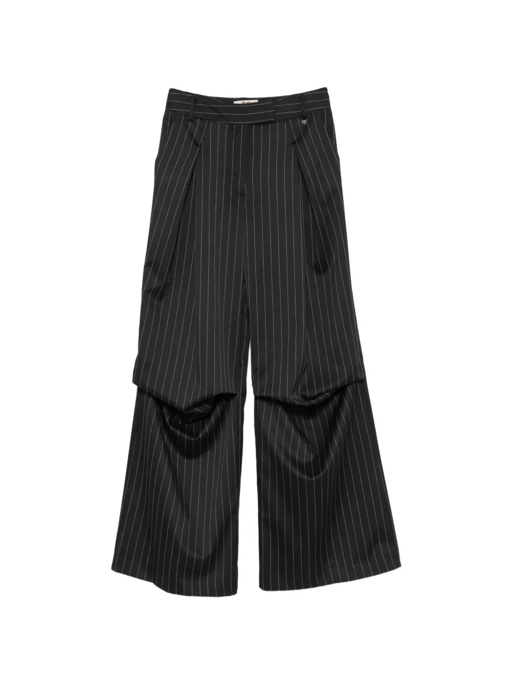Aniye By pinstripe-pattern draped trousers - Nero