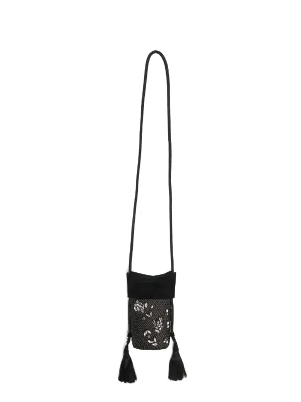 Johanna Ortiz Crystal-embellished Tassel-detail Cross Body Bag in Black