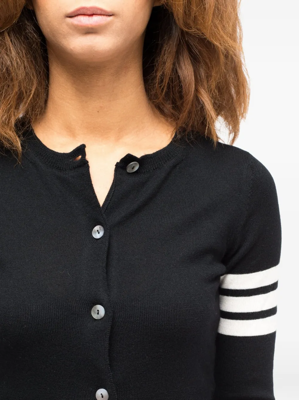 La-Rose Gestreept vest met knopen Zwart