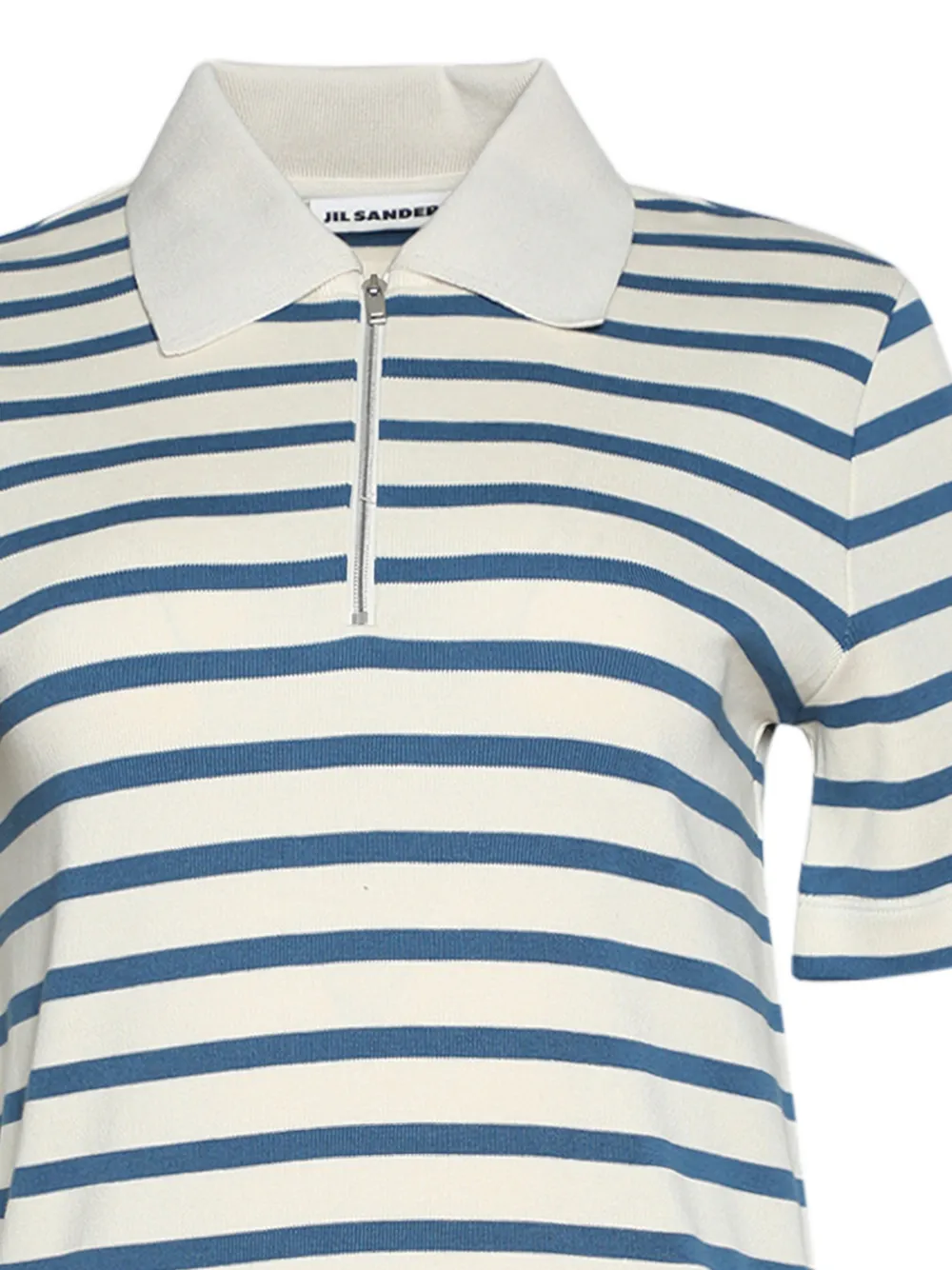  Jil Sander Striped-pattern Zip-collar Polo Shirt - Neutrals 