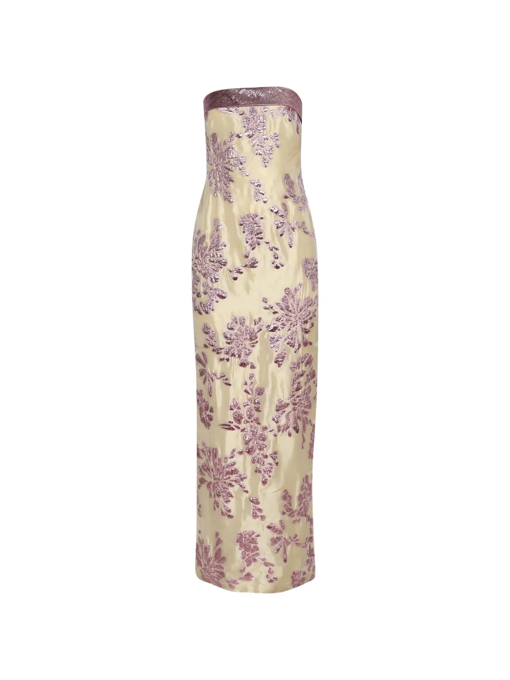 Dima Ayad Strapless jurk met bloemapplicatie Beige