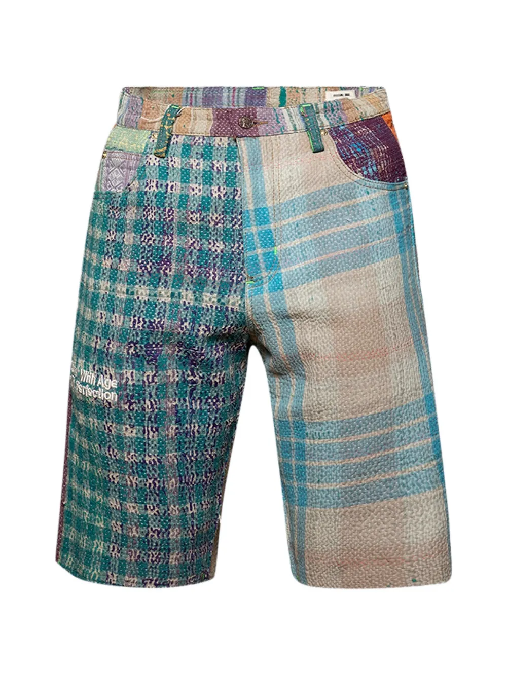 Better with Age Isaac Kantha patchwork shorts - Blau