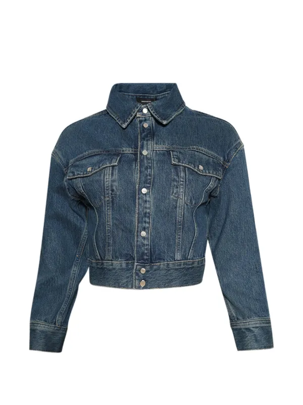 WARDROBE.NYC Buttoned Cropped Jacket in Blue
